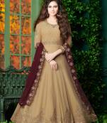 Beige Embroidered Georgette Salwar