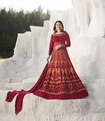 Maroon Embroidered Net Salwar