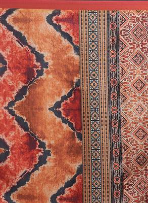 Orange Printed Chanderi Silk Dupatta 5