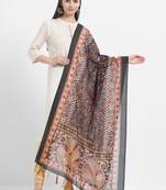 Black Printed Chanderi Silk Dupatta