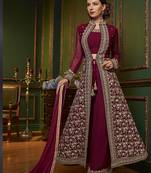 Maroon Embroidered Georgette Salwar
