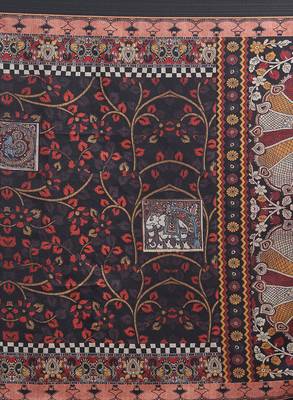 Black Printed Chanderi Silk Dupatta 5