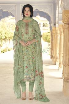 Green Embroidered Cotton Salwar