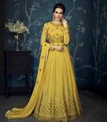 Yellow Embroidered Georgette  Salwar