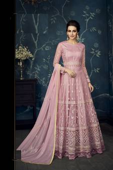 Pink Embroidered Georgette  Salwar