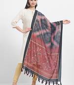 Black Printed Chanderi Silk Dupatta