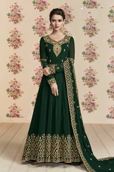 Green Embroidered Georgette Salwar