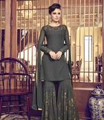 Green Embroidered Silk Blend Salwar