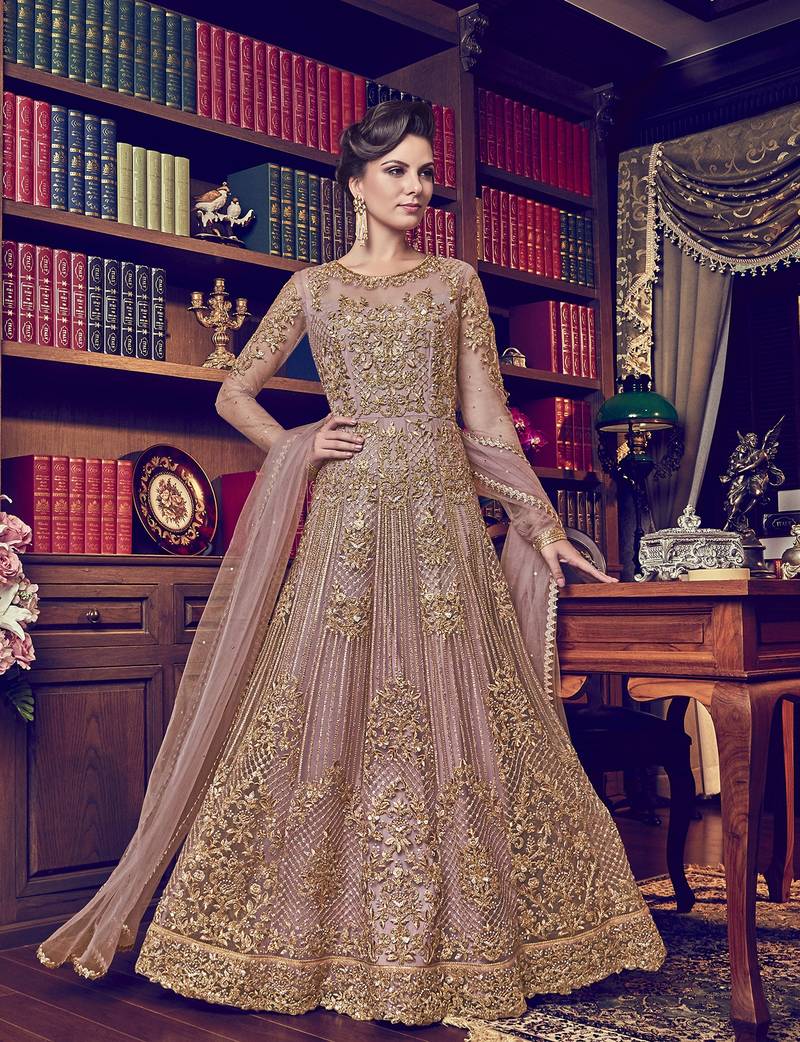 Grey Embroidered Georgette Salwar