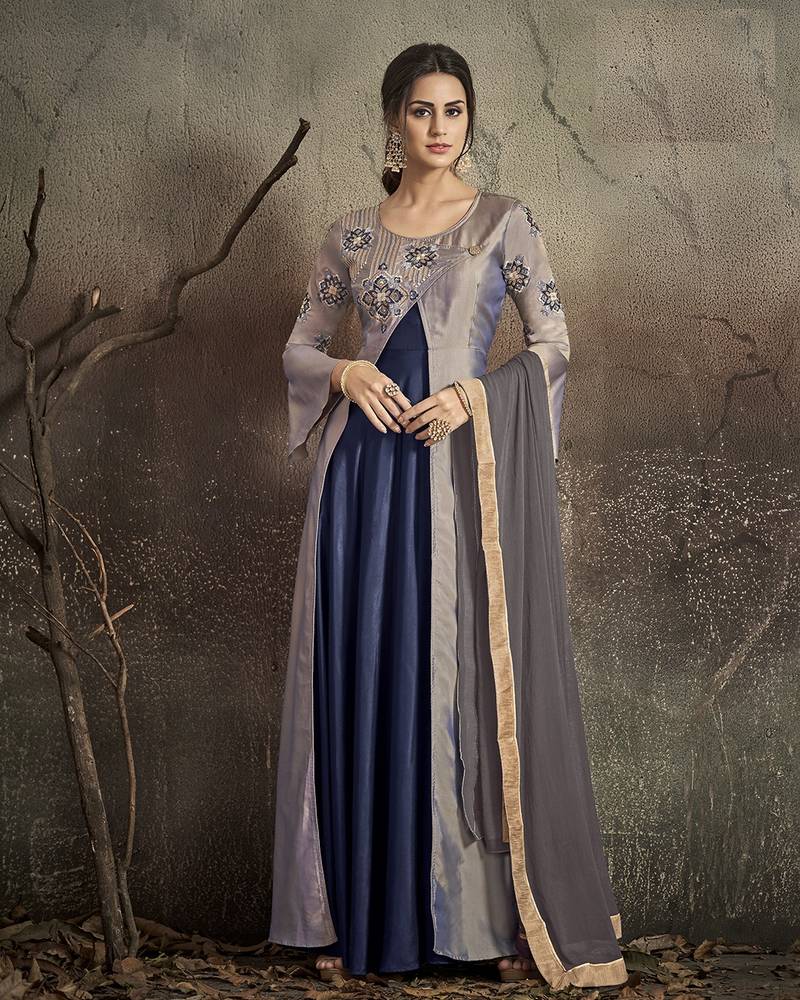 Purple Embroidered Silk Blend Salwar