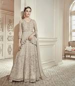 Beige Embroidered Net Salwar