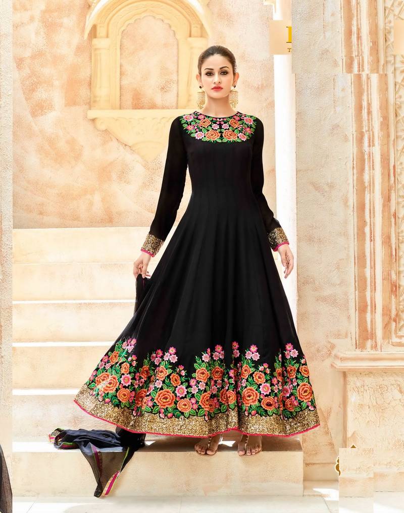 Black Embroidered Georgette Salwar