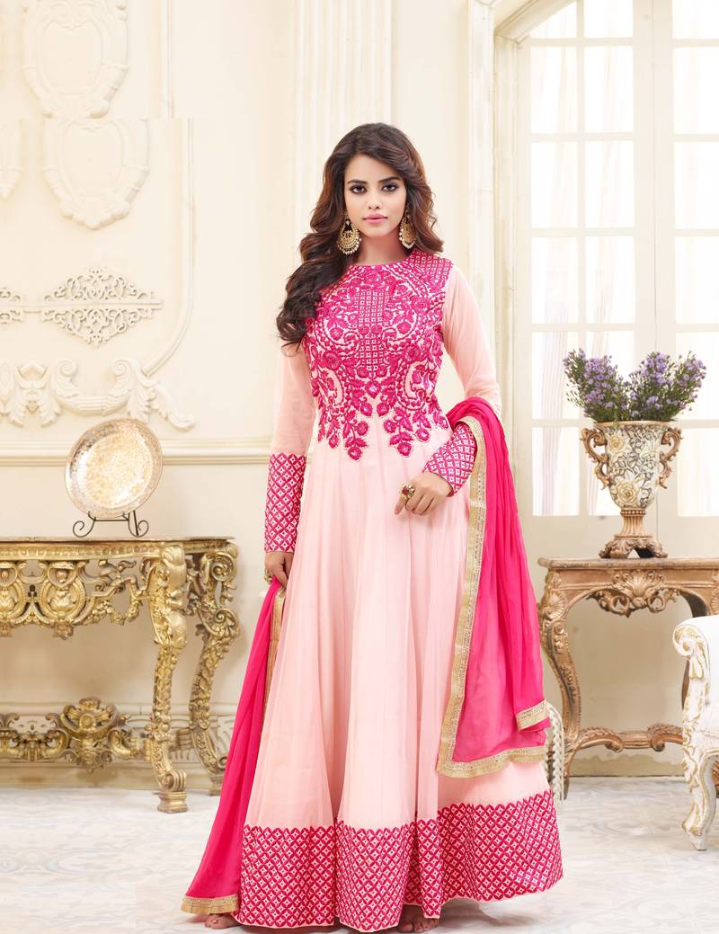 Cream Embroidered Georgette Salwar