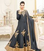 Grey Embroidered Chiffon Salwar