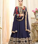 Blue Embroidered Georgette Salwar