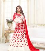 Red Embroidered Georgette Salwar