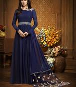 Blue Embroidered Georgette Salwar