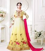 Yellow Embroidered Georgette Salwar