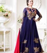 Blue Embroidered Georgette Salwar