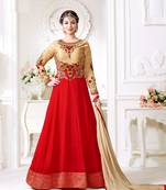 Red Embroidered Georgette Salwar