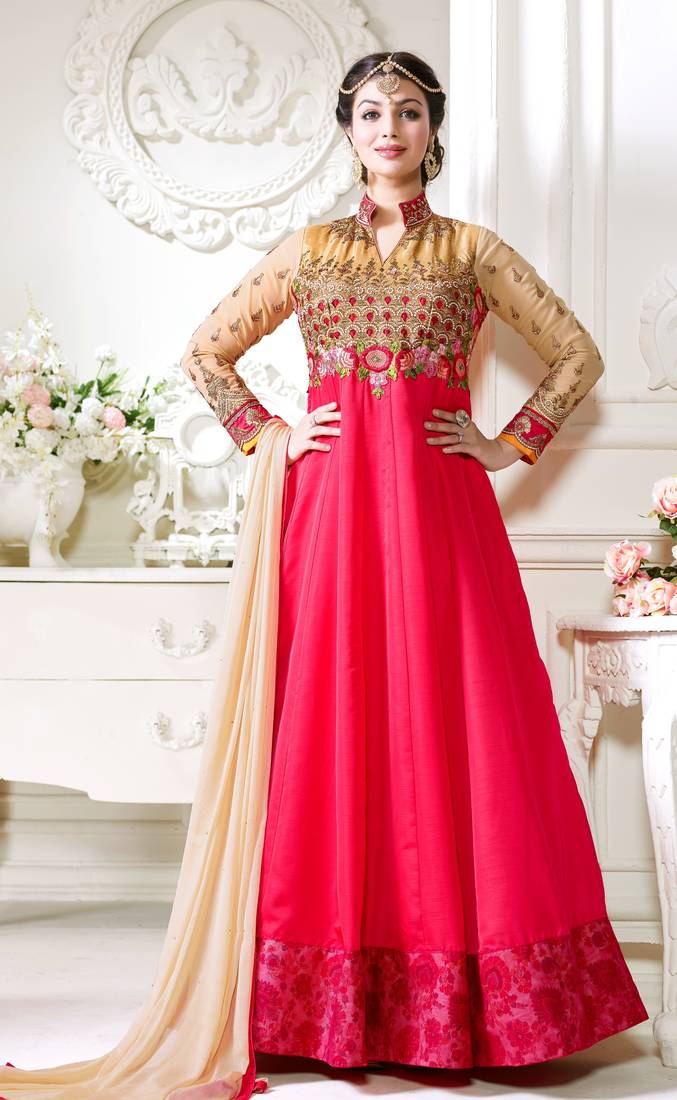 Pink Embroidered Georgette Salwar