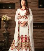 Cream Embroidered Georgette Salwar