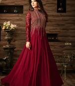 Maroon Embroidered Georgette Salwar