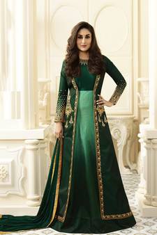 Green Embroidered Silk Blend Salwar