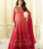 Red Embroidered Georgette Salwar