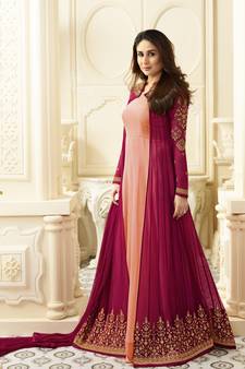 Magenta Embroidered Georgette Salwar