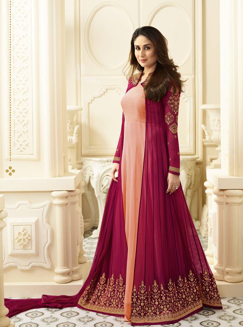 Magenta Embroidered Georgette Salwar