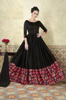 Black Embroidered Satin Salwar