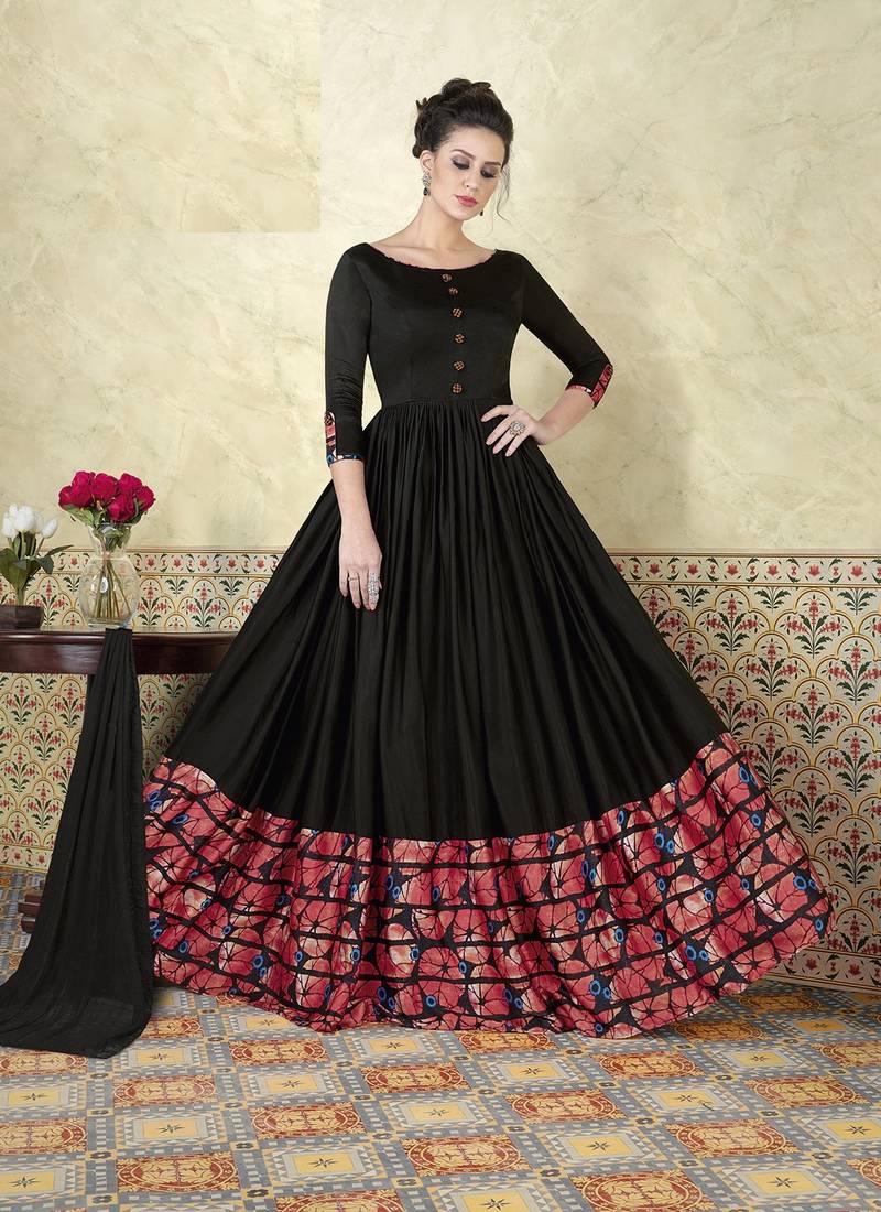 Black Embroidered Satin Salwar