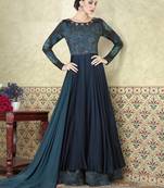 Blue Embroidered Satin Salwar