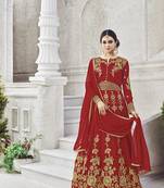 Red Embroidered Georgette Salwar