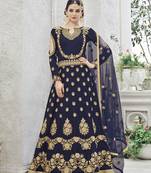 Blue Embroidered Georgette Salwar
