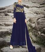 Blue Embroidered Georgette Salwar