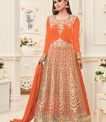 Orange Embroidered Silk Blend Salwar