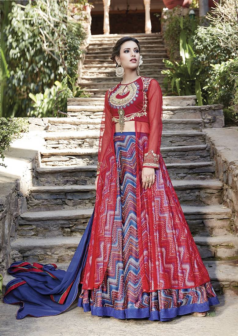 Red Embroidered Net Salwar