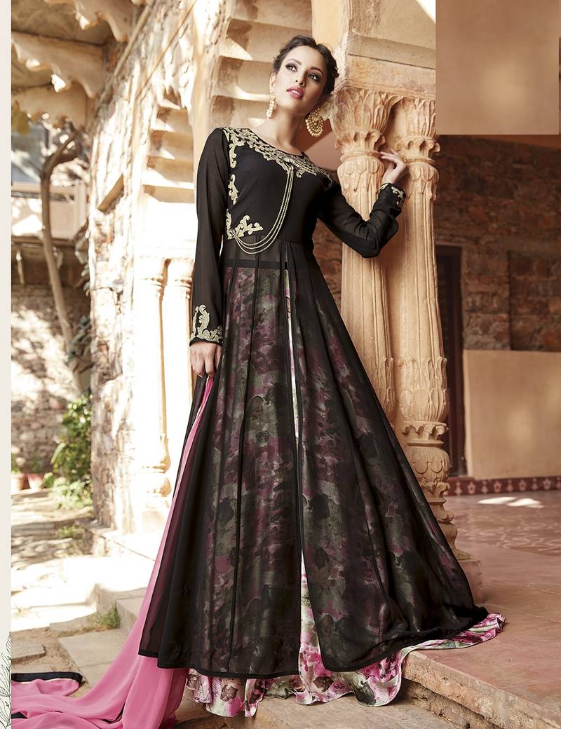 Black Embroidered Net Salwar
