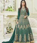 Green Embroidered Silk Blend Salwar