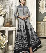 Grey Embroidered Silk Blend Salwar