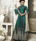 Green Embroidered Silk Blend Salwar