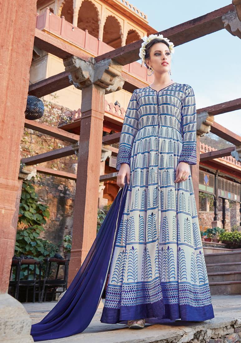 Turquoise Embroidered Silk Blend Salwar