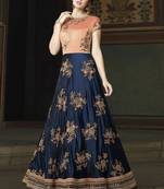 Blue Embroidered Silk Blend Salwar