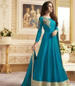 Turquoise Embroidered Silk Blend Salwar