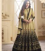Beige Embroidered Silk Blend Salwar