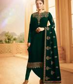 Green Embroidered Georgette Salwar