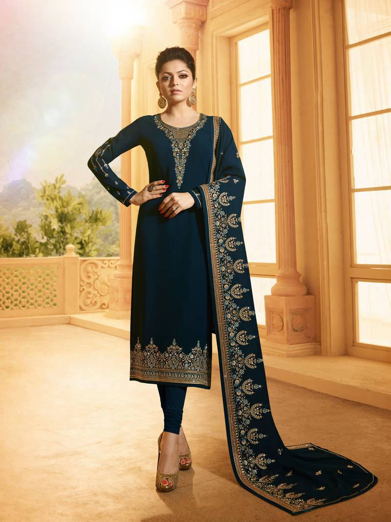 Green Embroidered Georgette Salwar