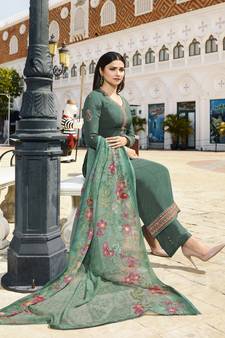 Green Embroidered Crepe Salwar